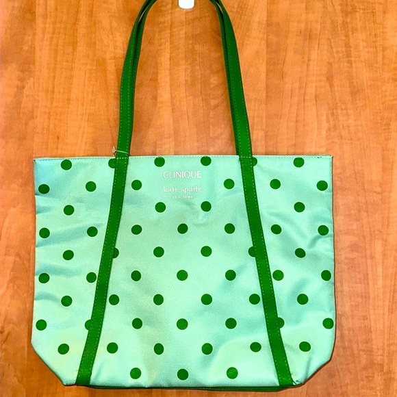 kate spade Handbags - Kate Spade Clinique Tote Green w/ Green Polka Dots.  NWT